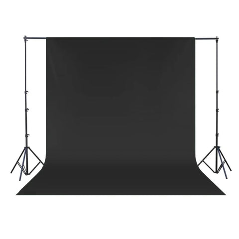 Cotton Fabric Backdrop Bundle | 3x3.6m Black Cotton Backdrop + Neewer 2.6x3m Adjustable Backdrop Stand Kit | CameraStuff | South Africa Gauteng Online Shop