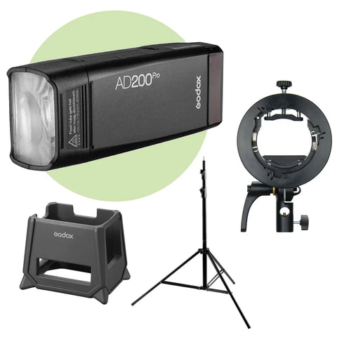 Godox Bundle | Godox AD200 PRO 200w Strobe + S2 Bowens Bracket + Silicone Fender + Light Stand | CameraStuff | South Africa Gauteng Online Shop