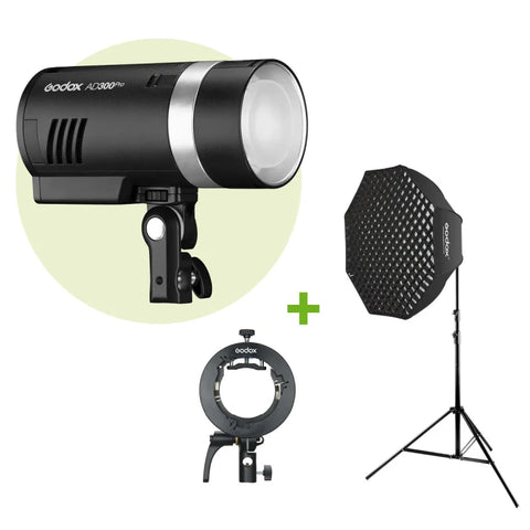 Godox Bundle | Godox AD300 Pro 300w/s Battery Strobe + S2 Bracket + Light Stand + 80cm SB-GUE Folding Octabox Softbox | CameraStuff | South Africa Gauteng Online Shop