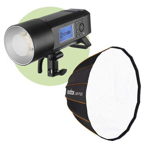 Godox Bundle | Godox AD400 Pro TTL 400w/s Battery Strobe + 120cm QR-P Parabolic Quick-Release Softbox | CameraStuff | South Africa Gauteng Online Shop