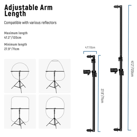 Neewer 120cm Extendable Reflector Arm Holder with 200cm Light Stand + Carry Bag | CameraStuff | South Africa Gauteng Online Shop