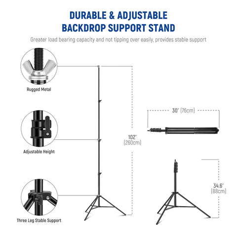 Neewer 2.6x3m Lightweight Backdrop Stand Kit with Clamps & Sandbags | CameraStuff | South Africa Gauteng Online Shop