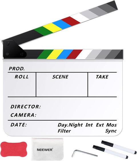 Neewer 20x30cm Acrylic Clapperboard Film Production Slate Kit (White) | CameraStuff | South Africa Gauteng Online Shop