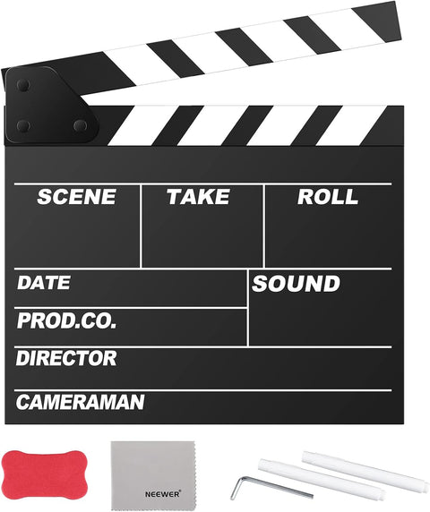 Neewer 27x30cm Wooden Chalk Clapperboard Film Production Slate Kit (Black) | CameraStuff | South Africa Gauteng Online Shop