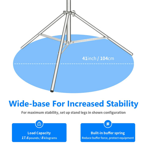 Neewer 300cm Heavy-Duty Silver Stainless Steel Spring-Cushioned Light Stand | CameraStuff | South Africa Gauteng Online Shop