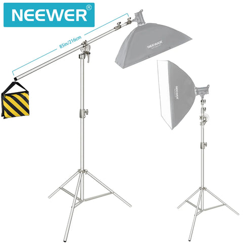 Neewer 385cm 2-in-1 Silver Boom Stand and Light Stand with Sandbag Counterweight | CameraStuff | South Africa Gauteng Online Shop