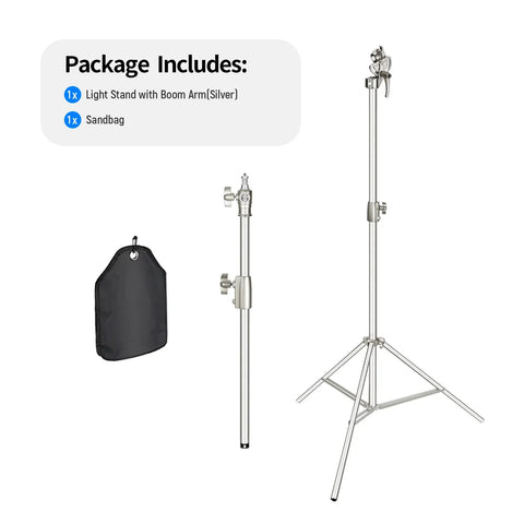 Neewer 385cm 2-in-1 Silver Boom Stand and Light Stand with Sandbag Counterweight | CameraStuff | South Africa Gauteng Online Shop