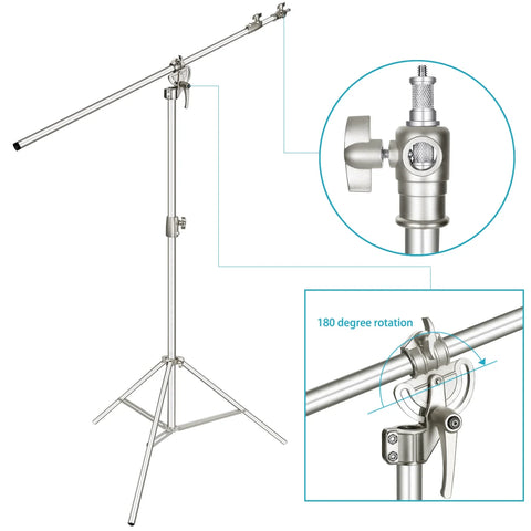 Neewer 385cm 2-in-1 Silver Boom Stand and Light Stand with Sandbag Counterweight | CameraStuff | South Africa Gauteng Online Shop