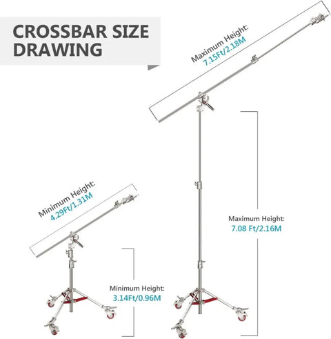 Neewer 440cm Dolly Stainless Steel C-Stand Light Stand with Casters (L6-2400) | CameraStuff | South Africa Gauteng Online Shop