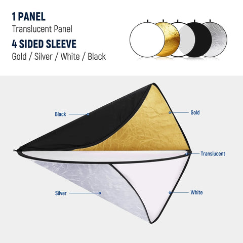 Neewer 5-in-1 110cm Round Reflector Kit with Holder Clip & Bag | CameraStuff | South Africa Gauteng Online Shop