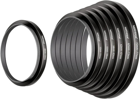 Neewer 8-Piece Anodized Aluminum Step-up Adapter Ring Set | CameraStuff | South Africa Gauteng Online Shop