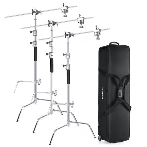 Neewer Bundle | 3 x 309cm C-Stands (With Sliding Leg) + Heavy-Duty C-Stand Rolling Bag | CameraStuff | South Africa Gauteng Online Shop