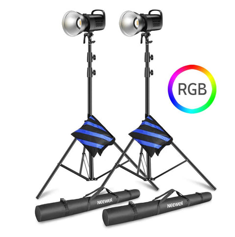 Neewer Bundle | Twin-Kit Neewer CB100C 130W RGB LED Constant Lights + 300cm Light Stands + Sandbags | CameraStuff | South Africa Gauteng Online Shop