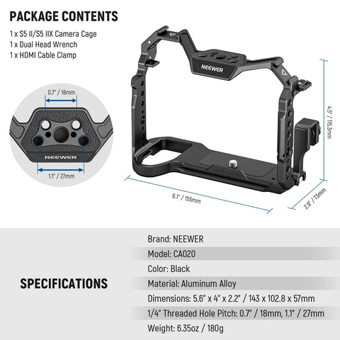 Neewer CA020 Camera Cage For Panasonic S5 II / S5 IIX / G9 II | CameraStuff | South Africa Gauteng Online Shop