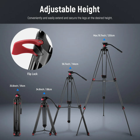 Neewer DS801 200cm Heavy Duty Video Tripod With Fluid Drag Head | CameraStuff | South Africa Gauteng Online Shop