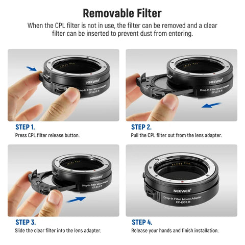 Neewer EF to RF Mount Adapter with Drop in CPL Filter | CameraStuff | South Africa Gauteng Online Shop