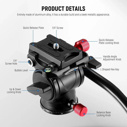 Neewer GM23 Fluid Tripod Head with Handle & Arca Type Quick Release | CameraStuff | South Africa Gauteng Online Shop