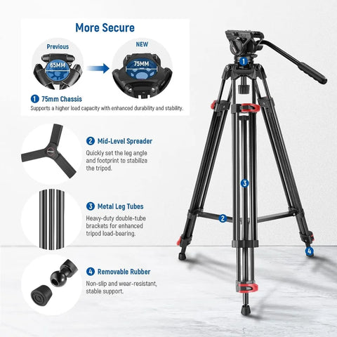 Neewer GM88 188cm Heavy Duty Aluminum Alloy Video Tripod | CameraStuff | South Africa Gauteng Online Shop