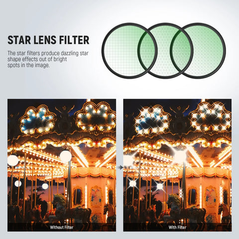 Neewer HD 3pcs Star Lens FX Filter Set 4 points, 6 points, and 8 points 49mm | CameraStuff | South Africa Gauteng Online Shop