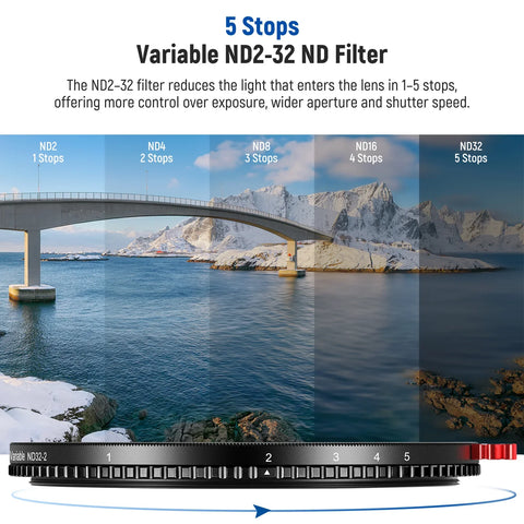 Neewer HD True Colours Variable ND Filter ND2-32 (1-5 Stops) 82mm | CameraStuff | South Africa Gauteng Online Shop