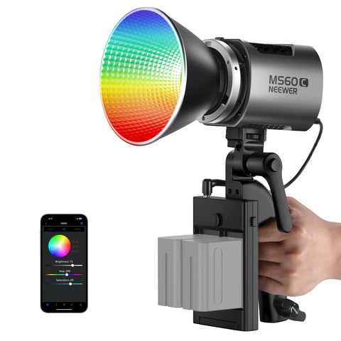 Neewer MS60C 65W Mini RGBWW LED Constant Light Monolight with Bowens Mount Adapter | CameraStuff | South Africa Gauteng Online Shop