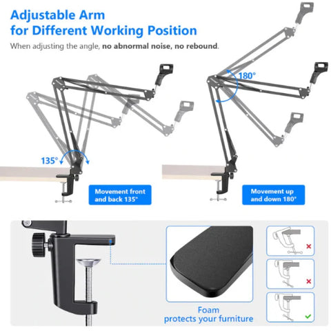 Neewer NW-35 Desktop Streaming Microphone Holder with Scissor Boom Arm and 1/4" Mount | CameraStuff | South Africa Gauteng Online Shop