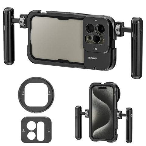 NEEWER PA023 Metal Cage For iPhone 15 Pro with 67mm Filter Mount and Handles | CameraStuff | South Africa Gauteng Online Shop