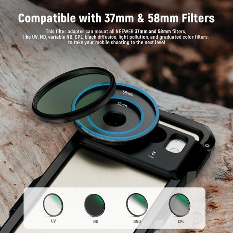 Neewer PA062 Lens Phone Filter Adapter Ring 17mm to 37mm to 58mm for Camera Cage | CameraStuff | South Africa Gauteng Online Shop