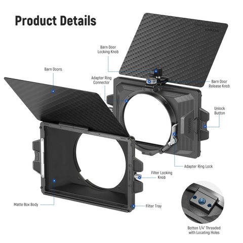 Neewer PG002 Mini Matte Box with a 4"x5.65" Filter Tray and Adapter Rings | CameraStuff | South Africa Gauteng Online Shop