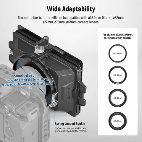 Neewer PG002 Mini Matte Box with a 4"x5.65" Filter Tray and Adapter Rings | CameraStuff | South Africa Gauteng Online Shop