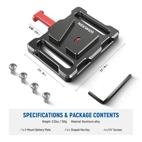 Neewer PS001 1/4" Mini V-Lock Mount Battery Plate for Camera Cages & Rigs | CameraStuff | South Africa Gauteng Online Shop