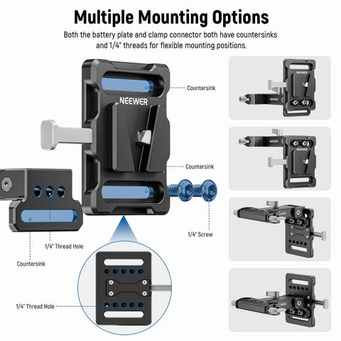 Neewer PS007 V Mount V Lock Battery Mounting Plate for 15mm Rods | CameraStuff | South Africa Gauteng Online Shop