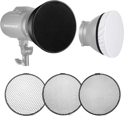 Neewer Reflector Dish 7 inches/18 centimeters Soft Diffuser with 20/40/60 Degree Honeycomb Grid | CameraStuff | South Africa Gauteng Online Shop