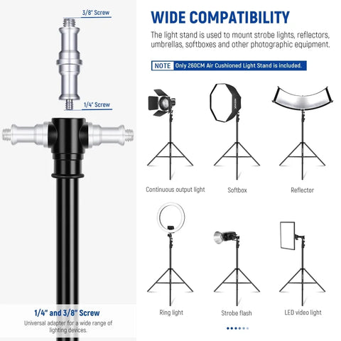 Neewer ST-260AC 260cm Heavy-Duty Air-Cushioned Light Stand | CameraStuff | South Africa Gauteng Online Shop