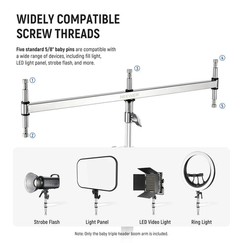 Neewer UA005 C-Stand  Baby Pin Triple Header Boom Arm | CameraStuff | South Africa Gauteng Online Shop