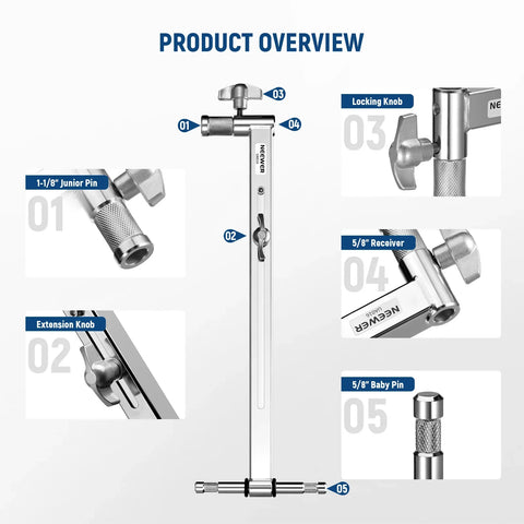 Neewer UA016 C-Stand 49-70.5cm Offset Boom C-Stand Arm with Dual 5/8" Baby Pins | CameraStuff | South Africa Gauteng Online Shop