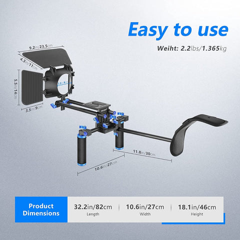 Neewer Universal Shoulder Camera Rig Kit with Matte Box, 15mm Rods and Dual Handles | CameraStuff | South Africa Gauteng Online Shop