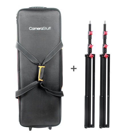 Camerastuff Orange-Rim Roller Carry Bag Studio & Lighting Accessories (94x34x25cm) + 2 x 260cm Light Stands