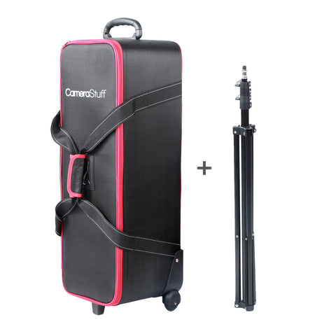 Camerastuff Red-Rim Roller Carry Bag Studio & Lighting Accessories (77x25x24cm) + 1 x 200cm Light Stand
