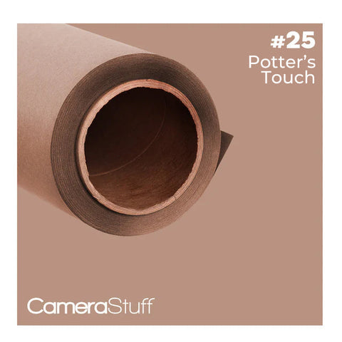 Camerastuff Seamless Paper Backdrop 1.35x10m No25 ?Potter’s Touch’ Light Brown • Camerastuff • South Africa