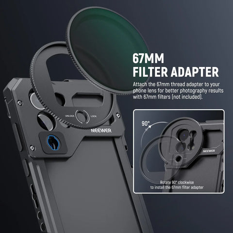 Neewer Pa021 S23 Ultra Phone Cage Video Rig with Bluetooth Shutter Button Side Handle • Camerastuff • South Africa