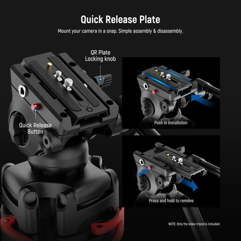 Neewer Basics Tp37 74’’/187cm Aluminium Video Tripod with Fluid Head • Camerastuff • South Africa