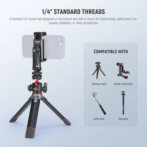 Neewer BASICS SP 10 Smartphone Tripod Mount Holder with 1/4Inch Thread & Cold Shoe