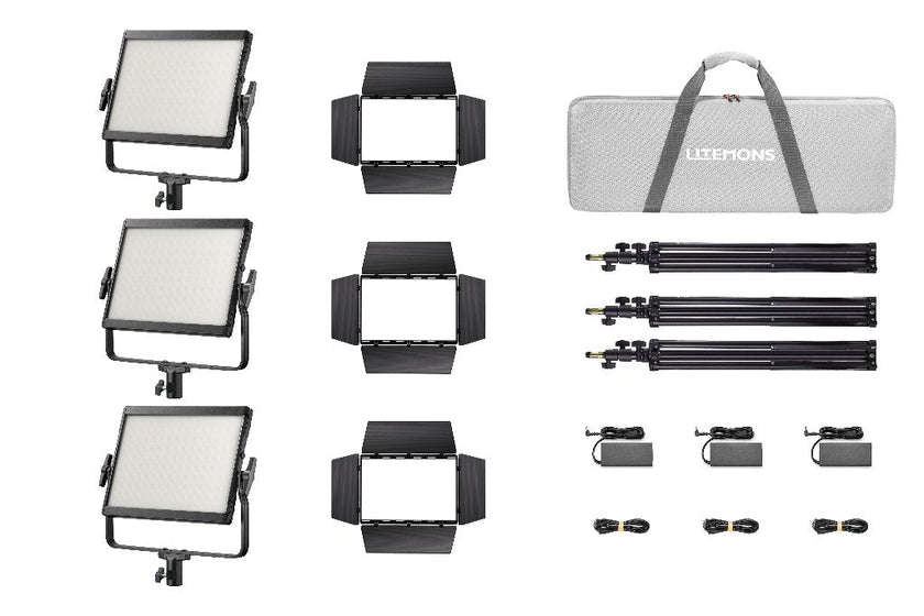 Godox Litemons LP600R 60W RGBWW LED constant light panel kit with 3 lights