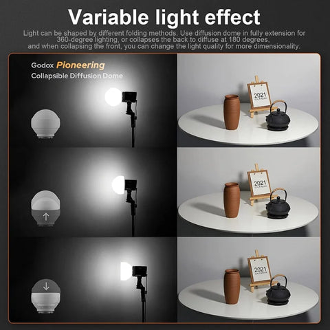 Godox Ml-cd15 Collapsible Silicon Diffuser Dome with 3 x Adapter Brackets • Camerastuff • South Africa