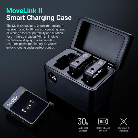 Godox Ml Ii-c4 Movelink Ii Microphone Smart Charging Case • Camerastuff • South Africa