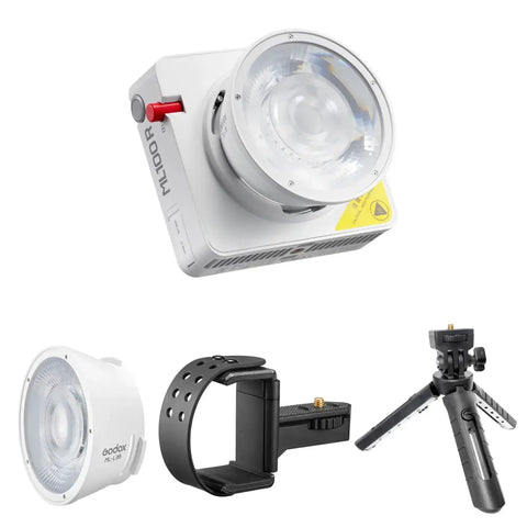 Godox Ml100bi Kit-1 120w Bi-colour Portable Led Video Light (15° & 36° Lens Power Bank Holder Kit) • Camerastuff