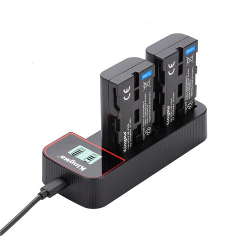 KingMa 2-BM058F750-2BM 2-Pack 2200mAh NP-F550 Battery and LCD Dual Charger for Sony