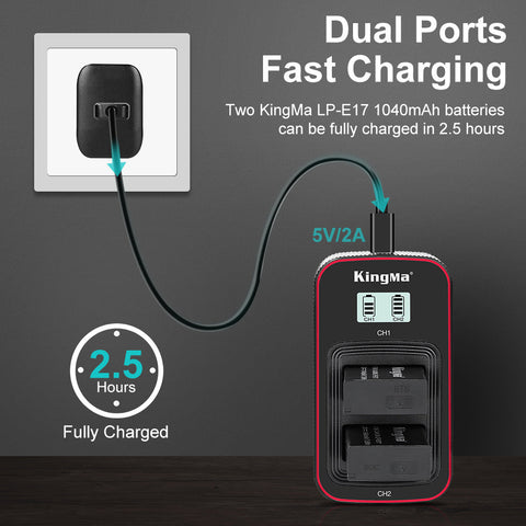 Kingma Bm058 Usb-c Dual Battery Charger for Canon Lp-e17 • Camerastuff • South Africa