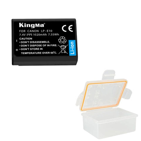 Kingma Canon LP-E10 Battery 1020mAh, includes a battery protective box